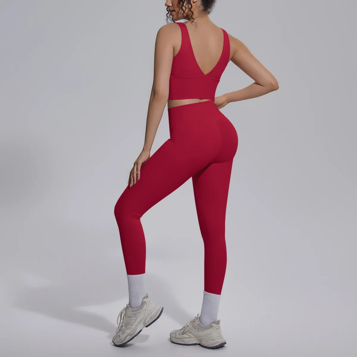 Women 2 Piece Yoga Set Gym Clothing Fitness Suit Workout Tracksuit Running Sportswear Outfits Longline Bra High Waist Leggings