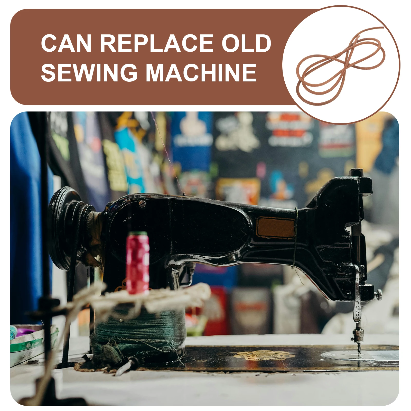 

Sewing Machine Belt 1.83M Yellow Retro Practical Straps Sturdy Long Term Artificial Belting Replacement Parts