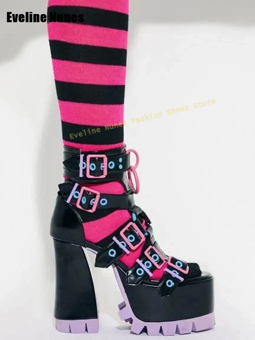 المزاج الحالي صنادل أرضية مع كابوس الحلو أجهزة الباستيل الأسود براءات الاختراع مثير كول حار فتاة مضخات 2025 الصيف Y2K نمط #2