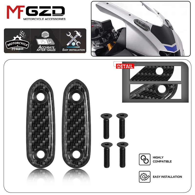 High Quality For YZF R3 2019-2026 R15 V3 2018-2026 Windscreen Carbon Fiber Rear Mirror Hole Cover Driven Motorcycle Accessories