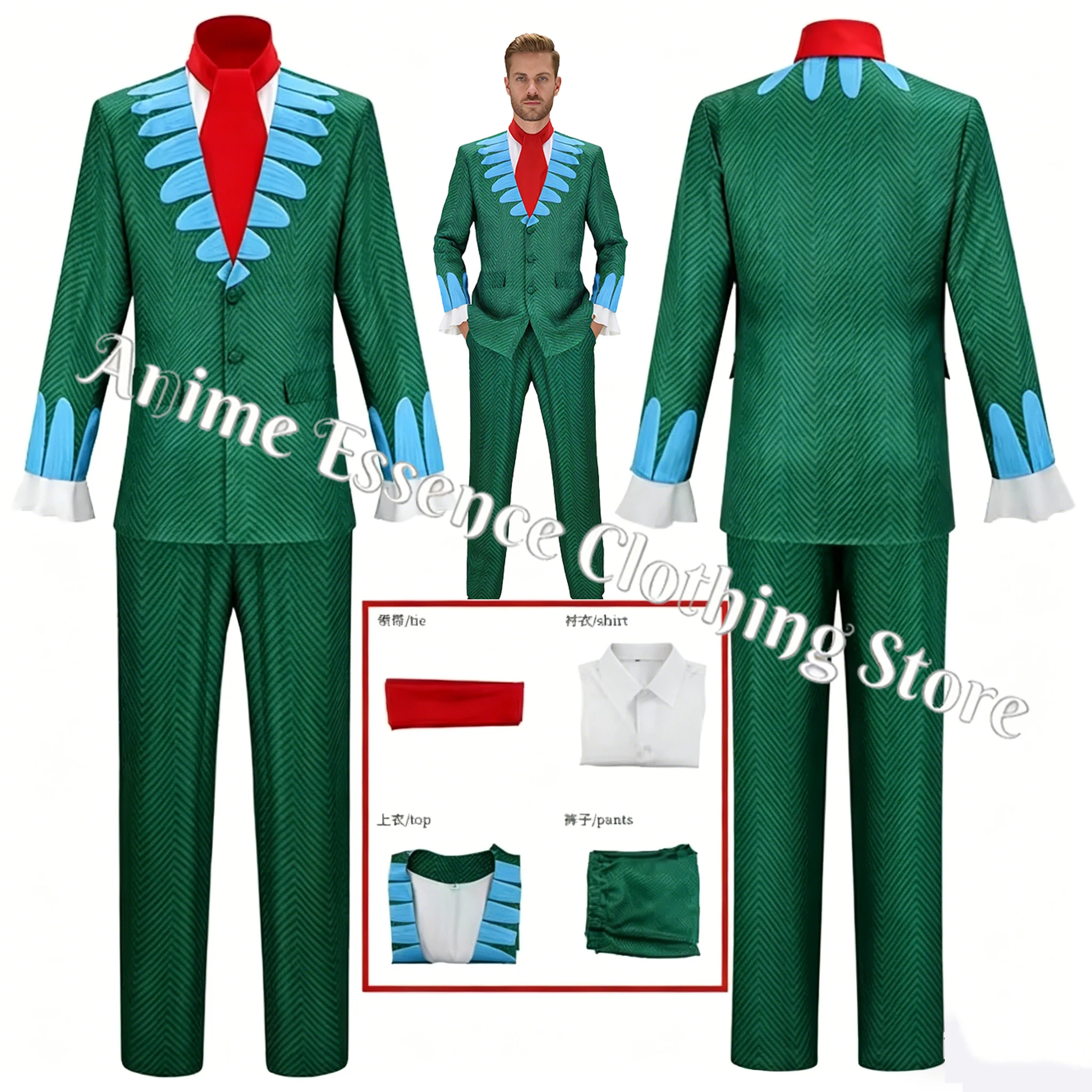 

Anime Mr 9 Cosplay Costume Group Baroque Works Mr Green Coat Pants Top Uniform Suit Party Carnival Role Play Outfit
