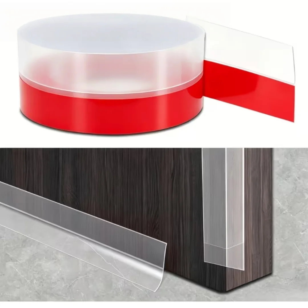 1/2pcs 1m/39.37inch Self-Adhesive Transparent Door Bottom Sealing Strip, Insect-Proof Door Stopper Strip, Door Cabinet Door Seam