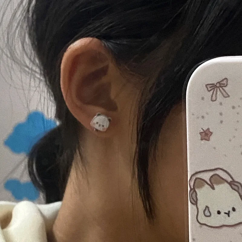 2025 New Small Panda Bubu And Yier Silver Needle Ear Studs Cosplay Cartoon Ins Style Ear Studs Lovely Schoolgirl Birthday Gift ﻿