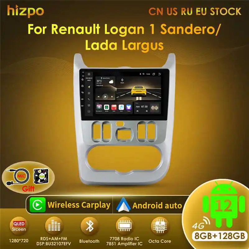 

Hizpo Android 13 2Din Car Radio for Lada Renault Logan 1 Sandero 2009-2015 For Lada Largus 2012-2020 Carplay Navigation Stereo