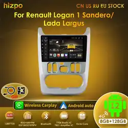 Hizpo Android 13 2Din Car Radio for Lada Renault Logan 1 Sandero 2009-2015 For Lada Largus 2012-2020 Carplay Navigation Stereo