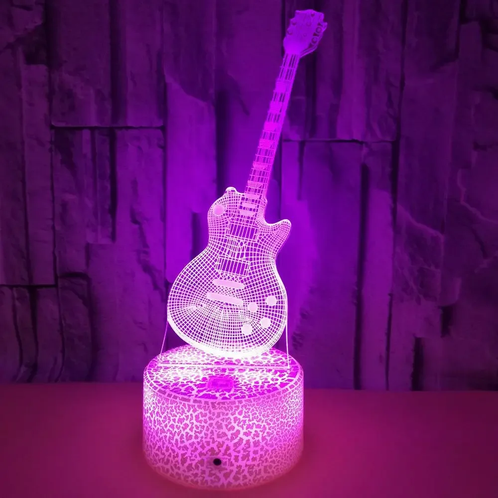 Nacht 3D-Lampe Gitarren-Nachtlicht für Schlafzimmerdekoration, 7 Farben wechselndes LED-Nachtlicht, Geschenke für Kinder, Baby-Schlaflampe