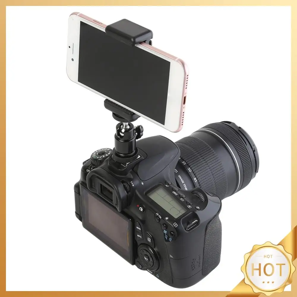 อะแดปเตอร์ฐานรองหัวบอลตัวยึดขาตั้งกล้องคลิปจับโทรศัพท์สกรู1/4ตัวสำหรับกล้อง