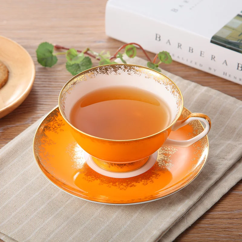 Imagem -02 - Estilo Europeu Gold Line Tea Cup Thin China Drink Water Cup Coffee Shop Supplies Cozinha Jantar Bar Teacup Presente para Professor 220ml