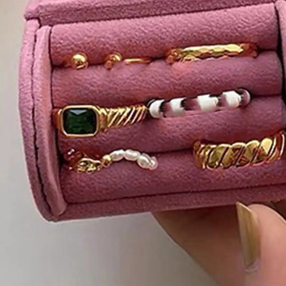 Portable Jewelry Box Travel Jewelry Storage Box Capacity Organizer Case Portable Earring Necklace Bracelet Holder Elegant Button