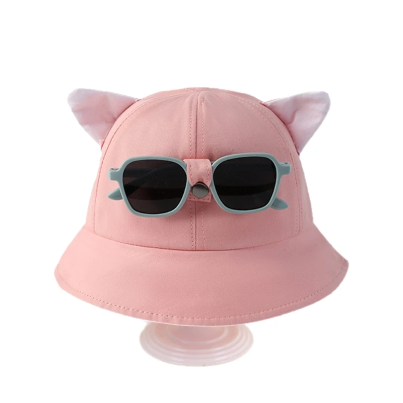 Kids Bucket Hat Baby Glasses Caps Wide Brimmed Trend Boy Girls Fisherman Hat