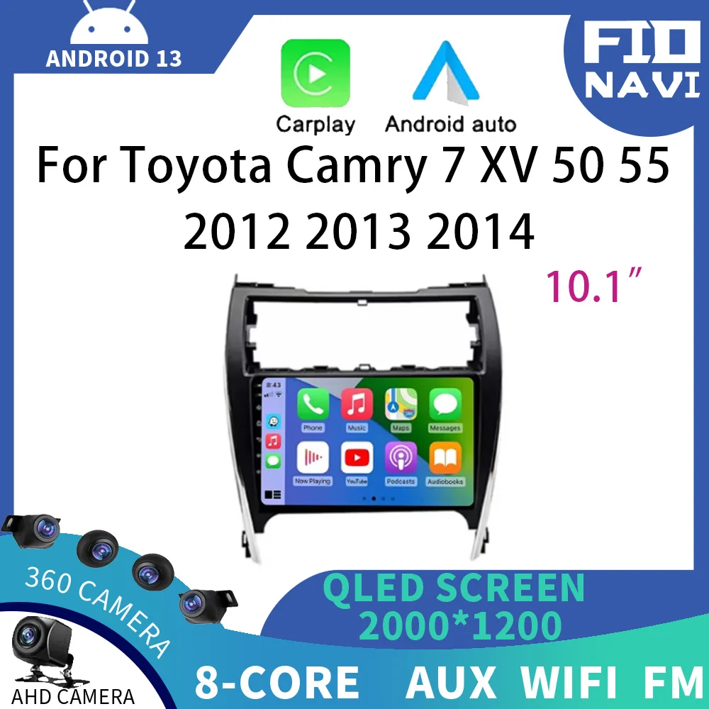 

Android 13 For Toyota Camry 7 XV 50 55 2012 2013 2014 Car Video Multimedia Stereo Player 4G WIFI GPS Navigation QLED