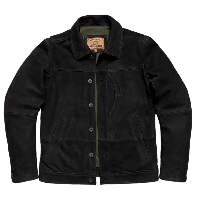 Black Winter Leather Jacket Men Retro Vintage Style Plus Size 5XL Genuine Natural Cow Suede Single Breasted Leather Coat