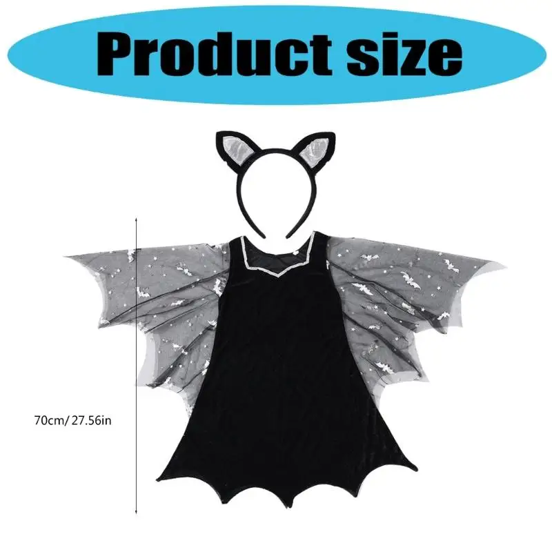 Costume chauve-souris 652F, accessoires Costume Cosplay chauve-souris d'halloween, robe à ailes