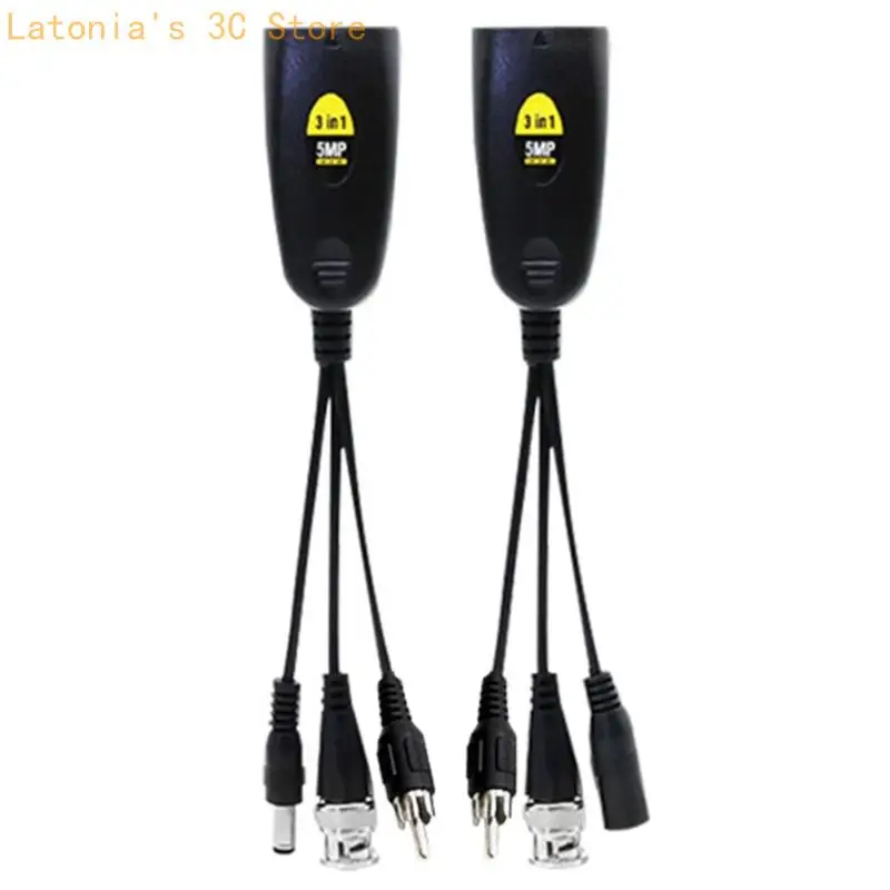 CCTV Video Balun Transceiver Set, 5MP Camera Wiring Pair with Pair Design for Home and Business Monitoring X3UB