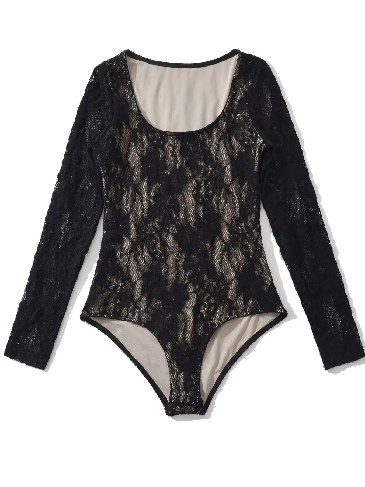 

Сексуальное американское двухслойное кружевное боди Emed Long Sve U-Ne, женское облегающее базовое белье, прямой крой, для поездок на работу, слэ