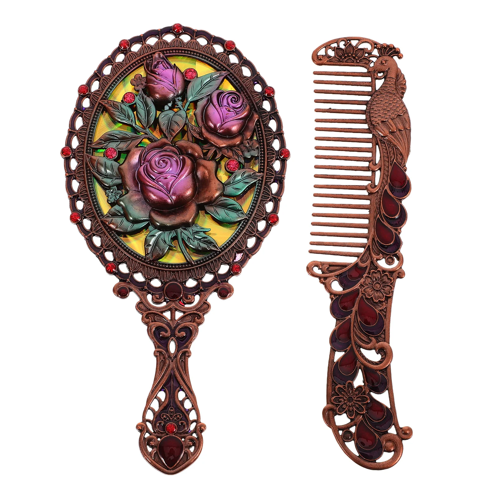 

Makeup Mirror Comb Cover Handheld Accessories for Girls Folding Mirrors Zinc Alloy Pocket Party Favor Women's