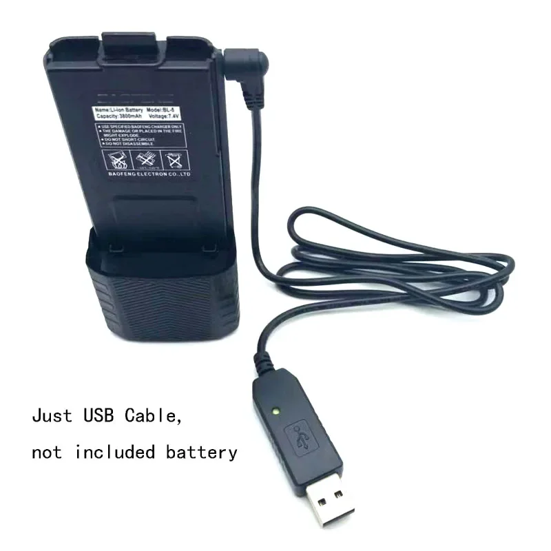 BaoFeng UV-5R Extend Battery USB Charger Cable with Indicator Light for Walkie Talkie UV-82 UV-S9 BF-UVB3 F8HP Plus Ham Radio