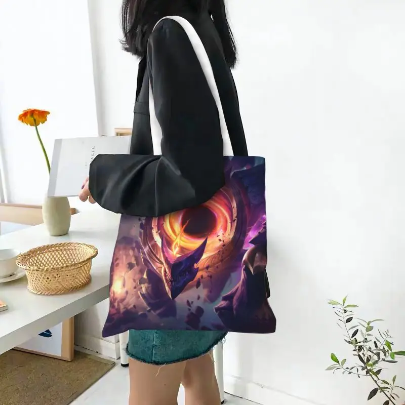 Nach League Video Spiele Legends Einkaufen Leinwand Tasche Frauen Reusable Lebensmittel Stern Malphite Tote Shopper Taschen