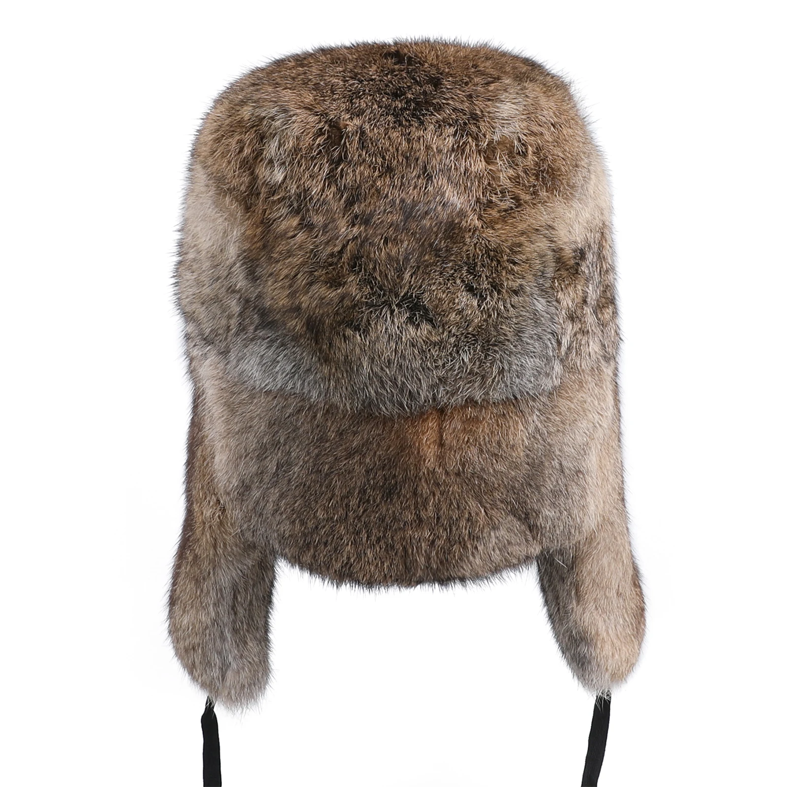 Mens Winter Warm 100% Real Premium Rabbit Fur Trapper Hat, Russian Ushanka Aviator Hat with Earflaps For Cold Weather