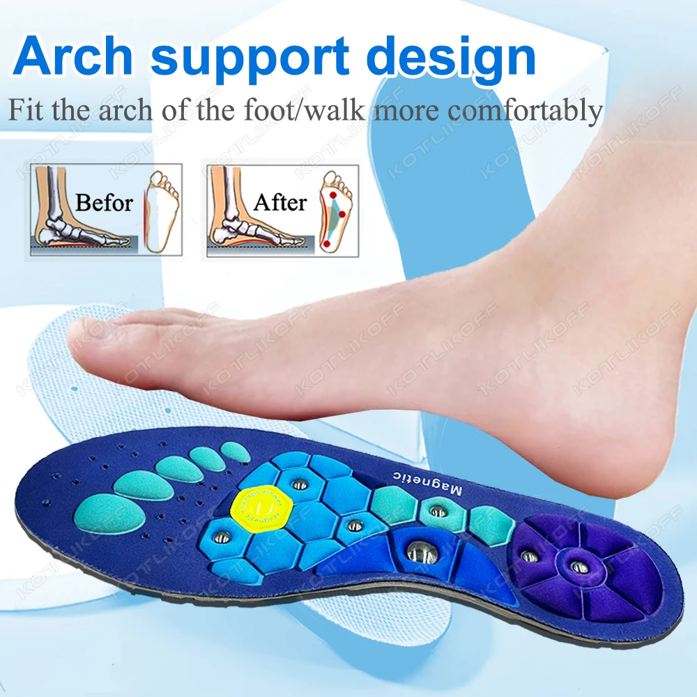 NEW Magnetic Therapy Foot Acupressure Insole Reflexology Pain Relief Health Massager Arch Support Shoes Soles Comfort Inserts