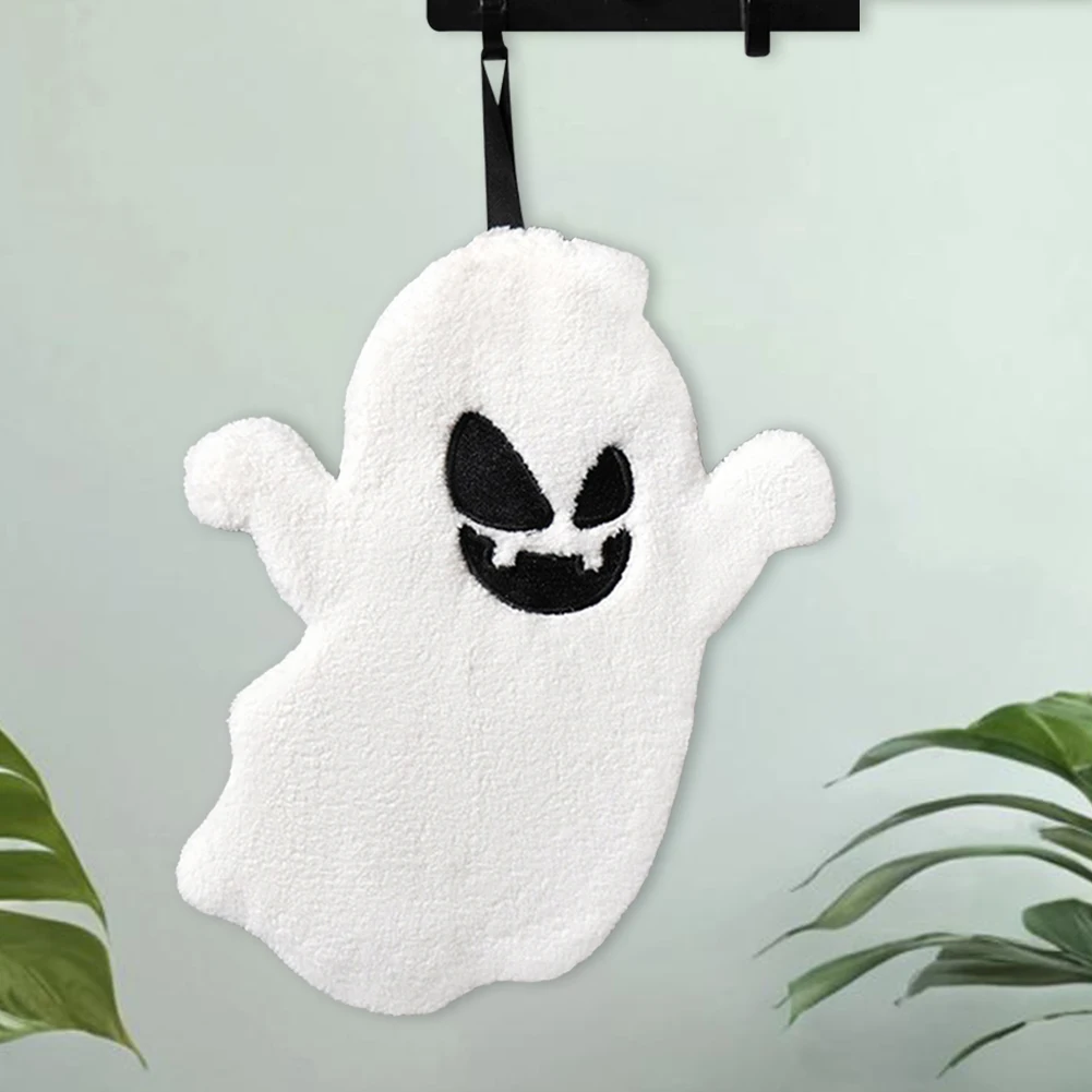 Halloween Kitchen Towel Embroidered Ghost 9x7 Inch Bath Tie Towel Decorative Absorbent for Bathroom Home Decoration