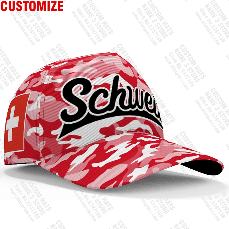 Switzerland male youth student diy custom made name number photo casual hat nation flag ch german country college baseball cap