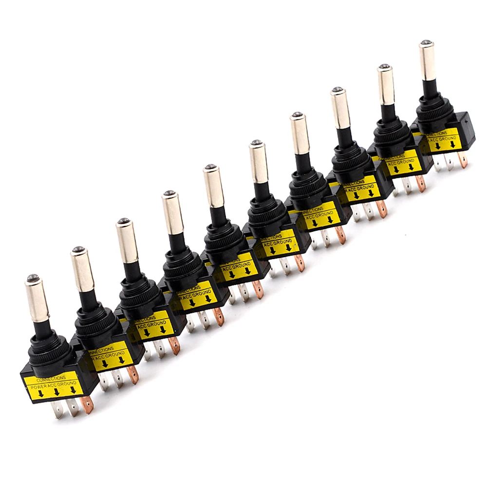 

10 Pcs LED Toggle Switch Pin 12V 20A Shake Your Head Slide Pack of Switches