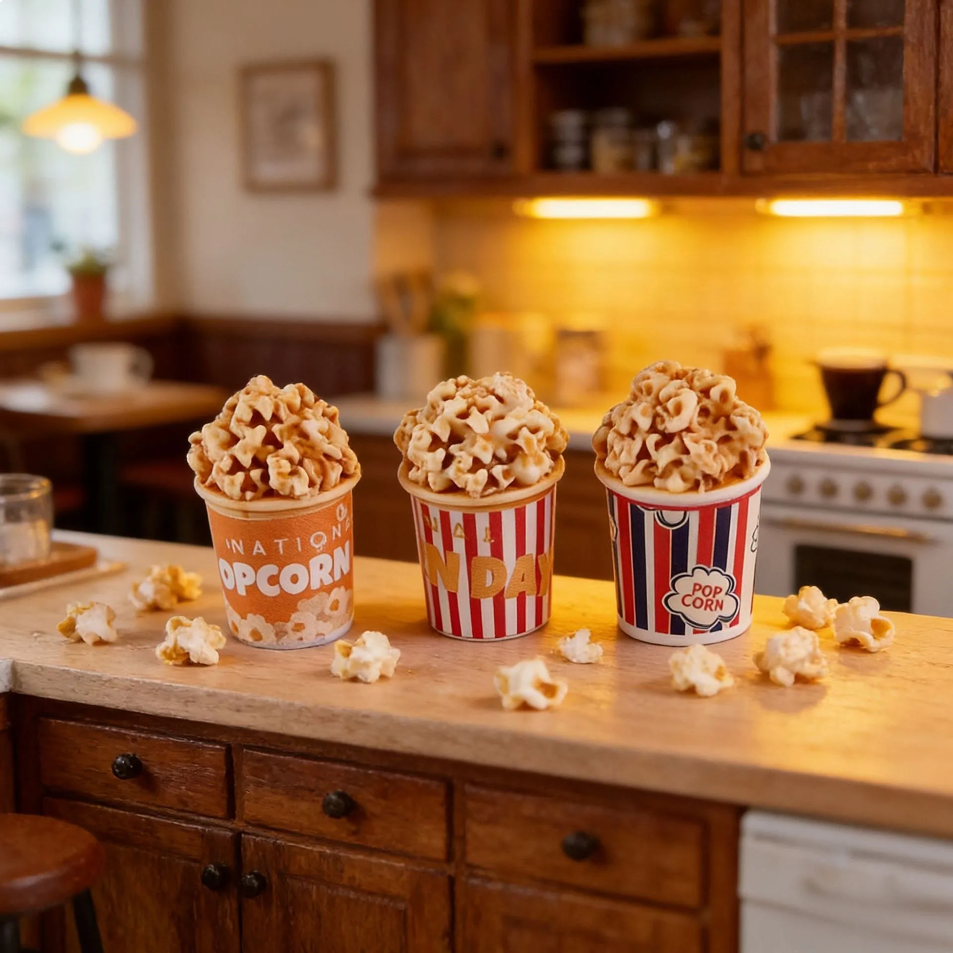100pcs Mini Resin Popcorn Simulated Food Snack DIY Accessories for Keychain Dollhouse Kitchen Fridge Decor