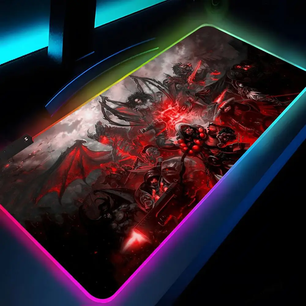 Alfombrilla de ratón W-World Of Warcraft Rgb Xxl, alfombrilla para ordenador portátil, alfombrilla para ratón para juegos, teclado retroiluminado, alfombrillas de mesa para chica, escritorio