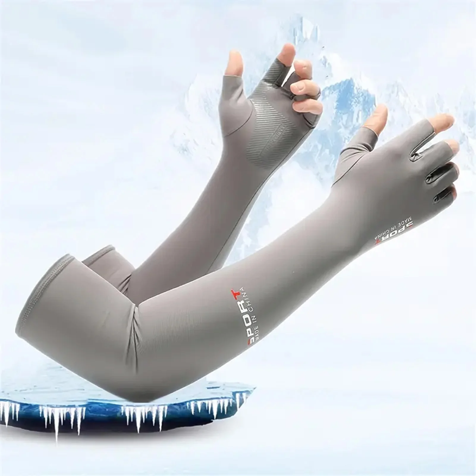 

Uv Protective Arm Sleeves Summer Outdoor Sunscreen Half Finger Ice Sleeve For Cycling Travel Shopping Cycling Men & Women's Gift