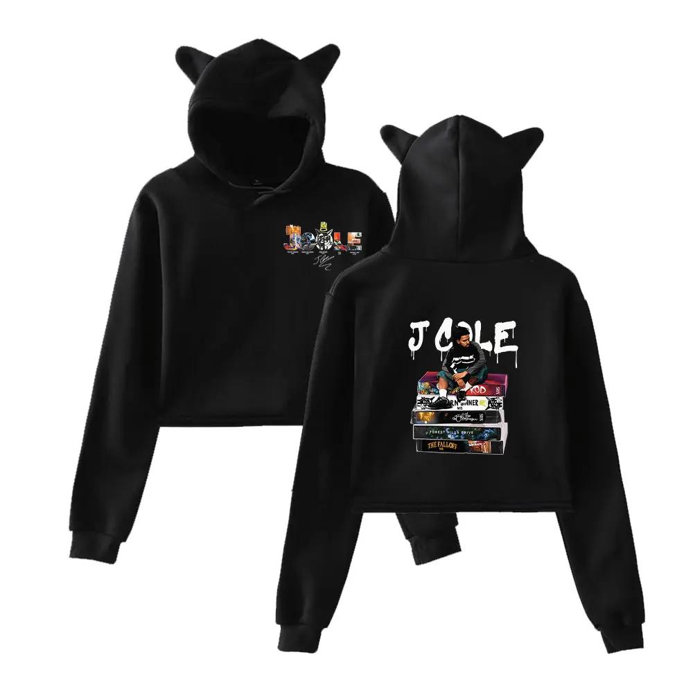 J cole Hoodie Vintage 90s Streetwear Hoodie Merch Hoodies Fashion Sweatshirts for Girls Cat Ear Crop women