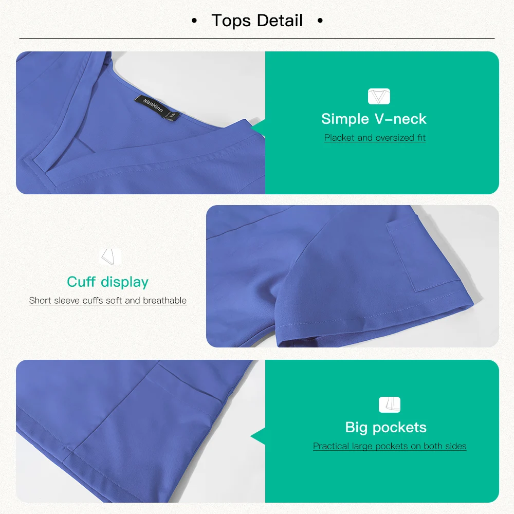 เครื่องแบบทางการแพทย์ผู้หญิงโรงพยาบาลสัตว์เลี้ยงชุดขัดหมอผ่าตัดชุดพยาบาลอุปกรณ์เสริมทันตกรรมคลินิกเสื้อผ้าสปาชุดทำงาน