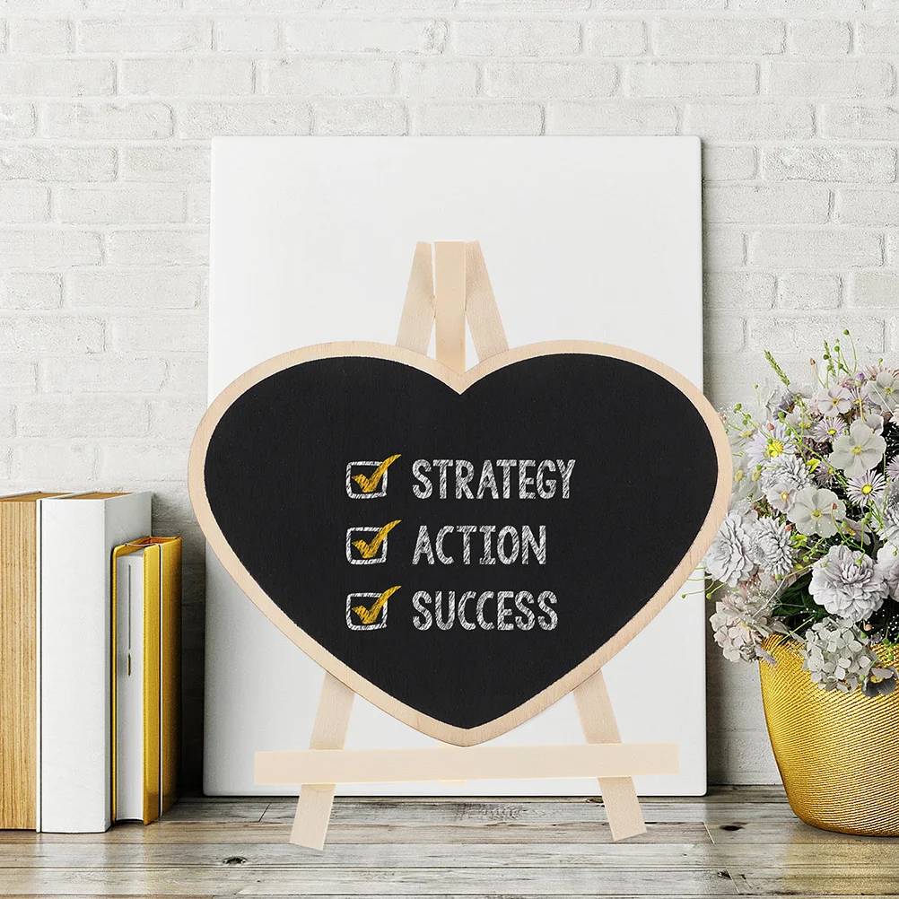 

2Pcs Small Chalkboard Sign Board Heart Shape Mini Blackboard Standing Display Convenient Message Board for Home Bar Decoration