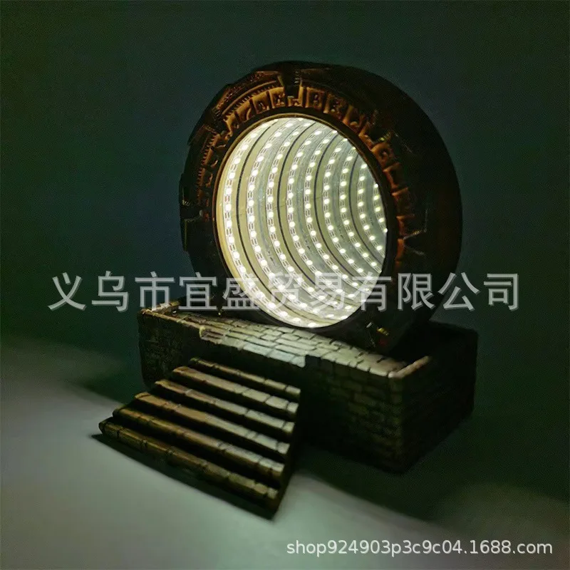 

Stargate Mirror Resin Ornament - LED Night Light with Sci-Fi Design, Futuristic Home Decor for Modern Interiors