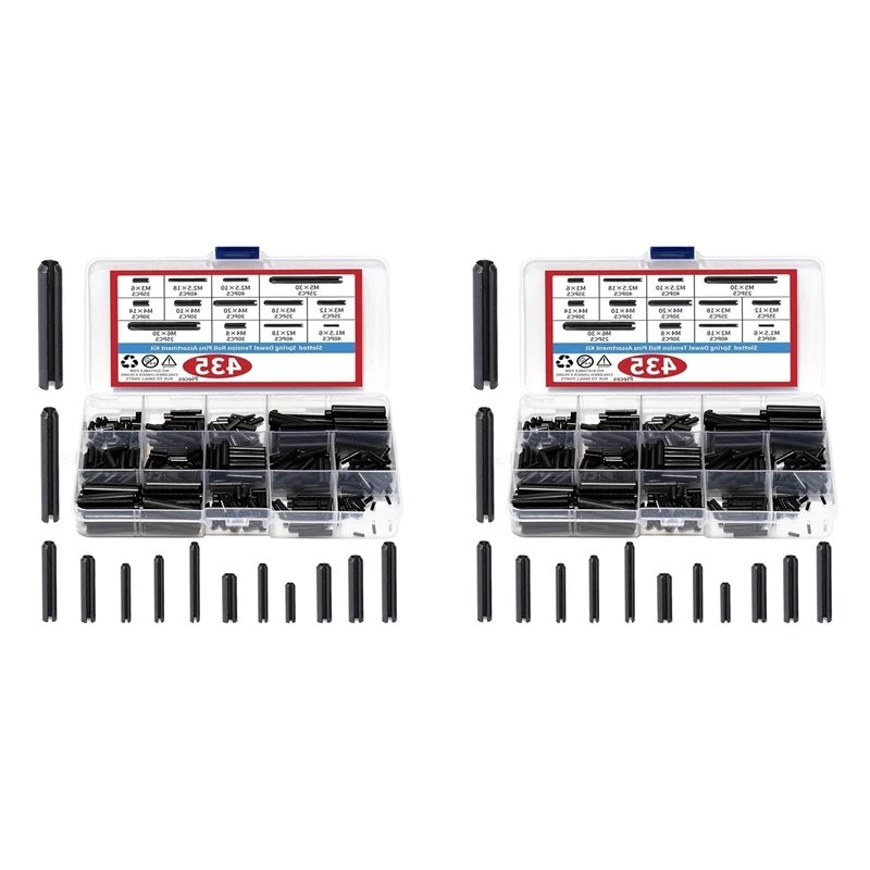ABEZ 870-Piece Roll Pin Assortment Kit - Slotted Tension Pins, Split Dowels & Expansion Spring Pins