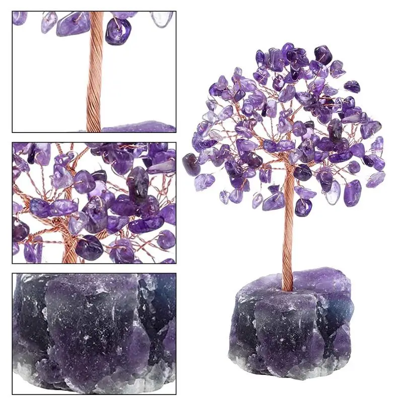 Crystal Tree Real Amethyst Stones Feng Shui Life Tree Amethyst Life Tree To Manifest Your Dreams Wrapped With Copper Wire