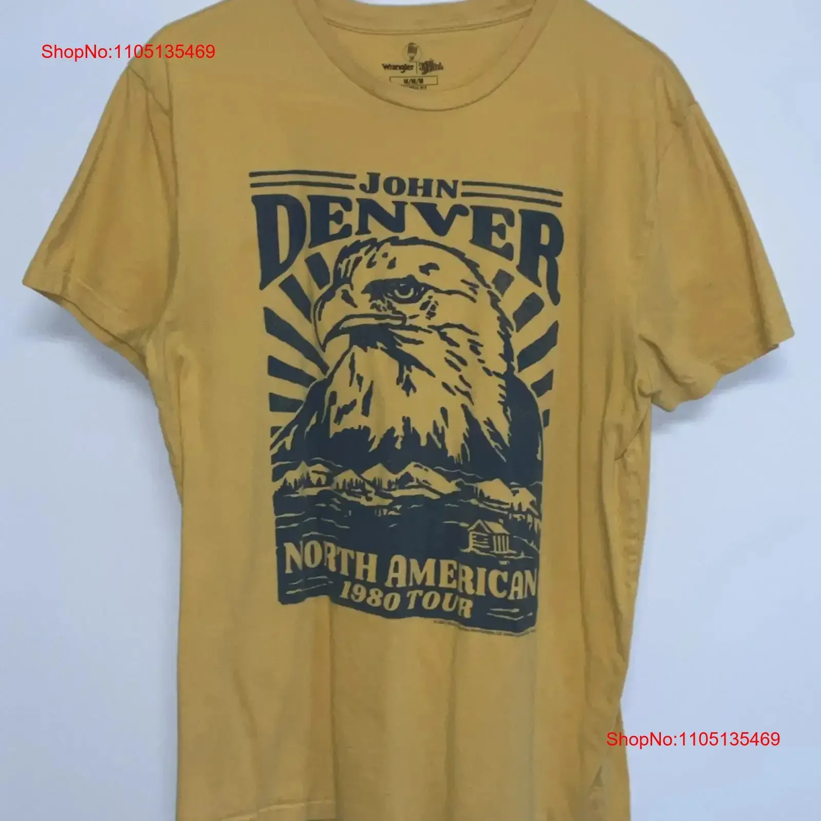 

John Denver T Shirt Men s Medium Yellow 13671 vintage Washed Stretched streetwear Stylish designer clothes homme Slightly