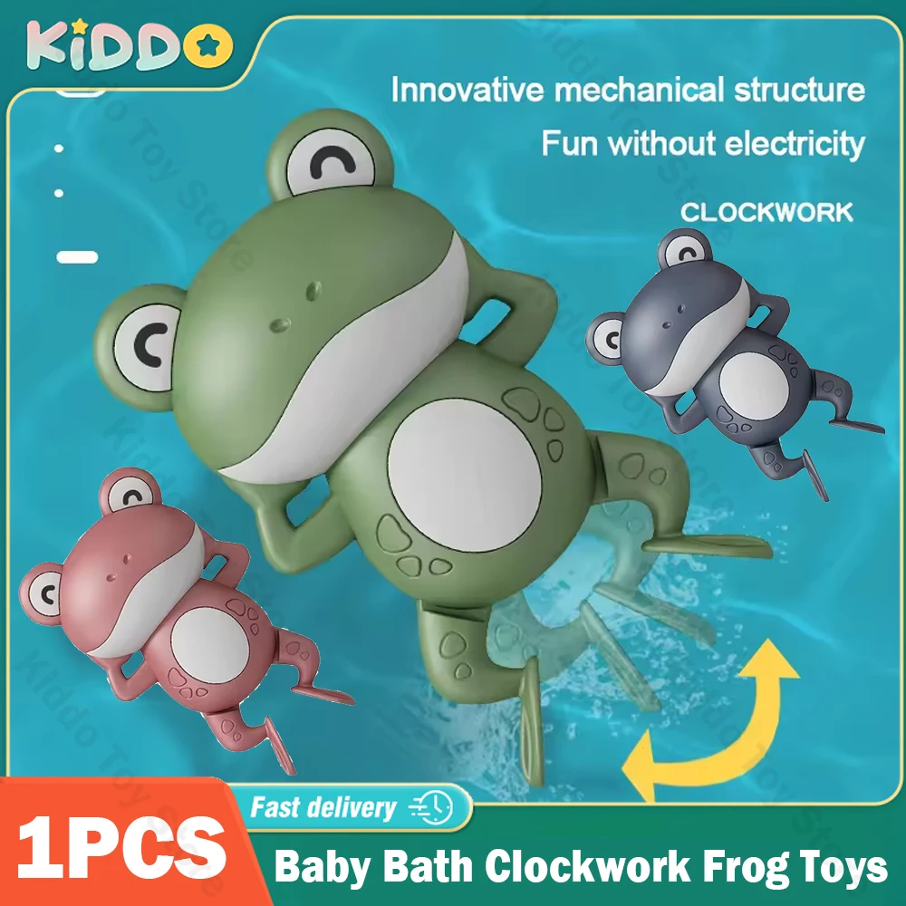 Baby Bath Clockwork Toys Summer Swimming Children Pool Water Game Frog Wind-up Play Water Baby Bathing Cute Bathtub Gifts Kids