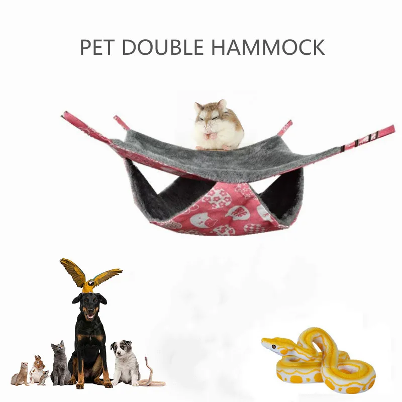 

Pet Hammock Double Layer Soft Winter Warm Chinchilla hedgehog Squirrel Hanging Nest Hamster Sleeping Bed Small Pets Supplies