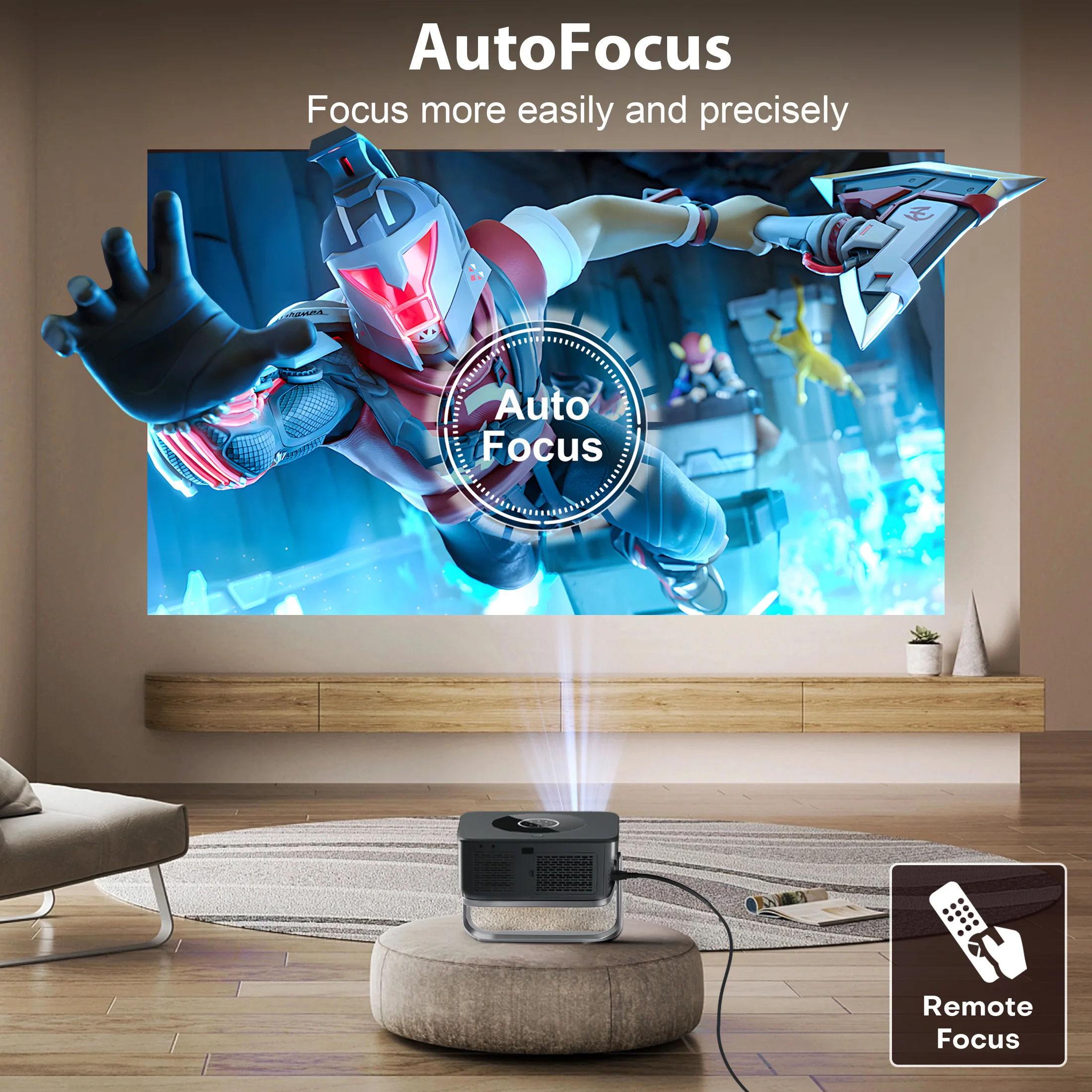 XIWBSY 30000 Lumens AutoFocus Android Projector Full HD Wireless Projector 4K Video Home Theater Protable Proyector Beamer