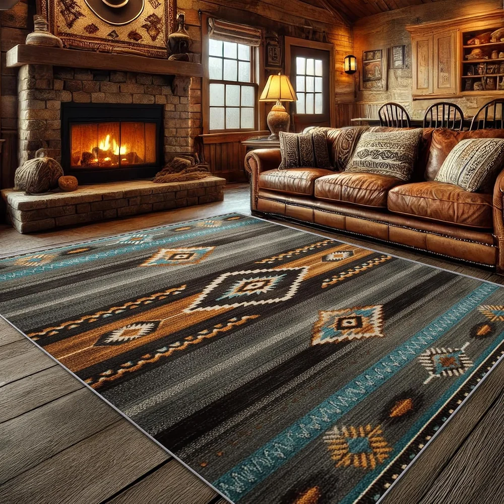 8x10 Extra Large Navajo Aztec Tribal Southwest Area Rug Washable Non Slip Carpet for Living Room Bedroom Home Decor