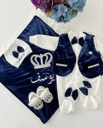 5pcs Little Bear Baby Girl Outfits Set Welcome Home Hosptial Infant Receiving Blanket Hat Mittens Romper Set