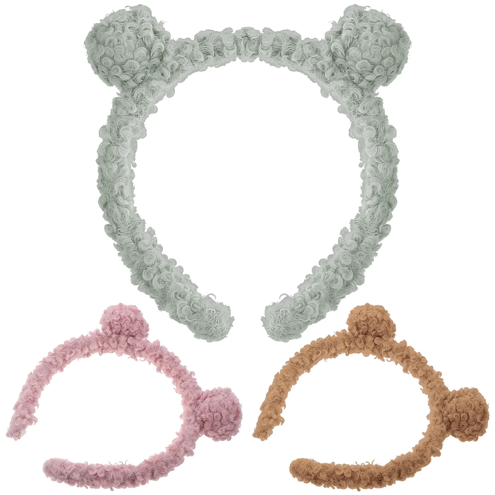 

3pcs Wool Coil Headbands Bear Ears Hair Hoops For Party Festival Christmas New Year Costume Gathering Lightweight