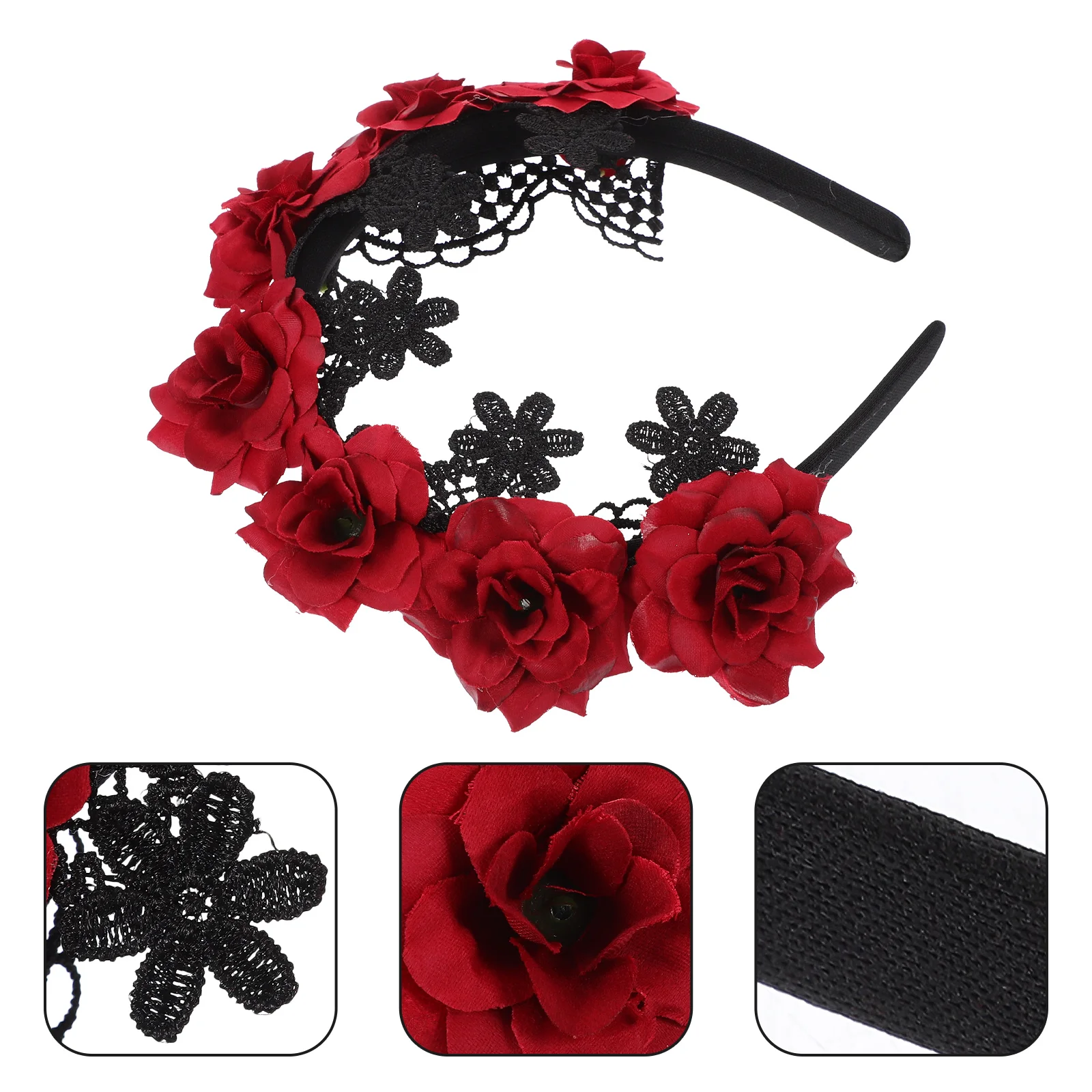 

Halloween Headband Black Lace Hair Hoop Party Cosplay Headdress Costume Hair Accessories For Women Reusable Decorative Headwear