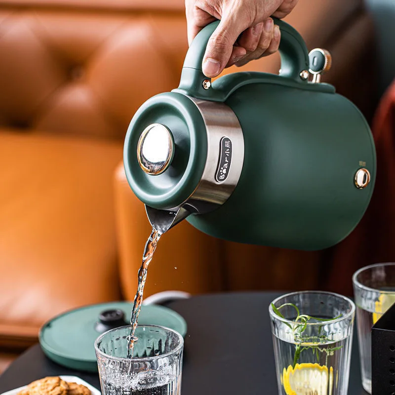 고속 가열 전기 주전자, 1.5L 스테인레스 스틸, 건강 티팟, 홈 오피스 커피 포트, 자동 전원 끄기, 체중계 방지 디펜서, 1500W