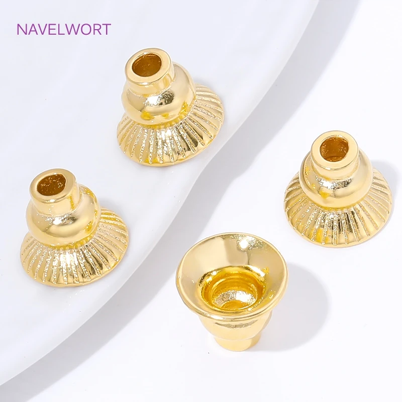 Capuchons d'intercalaires plaqués or 18 carats pour la fabrication de bijoux, capuchons d'extrémité en laiton, capuchons pour perles, accessoires pour la fabrication de boucles d'oreilles DIY