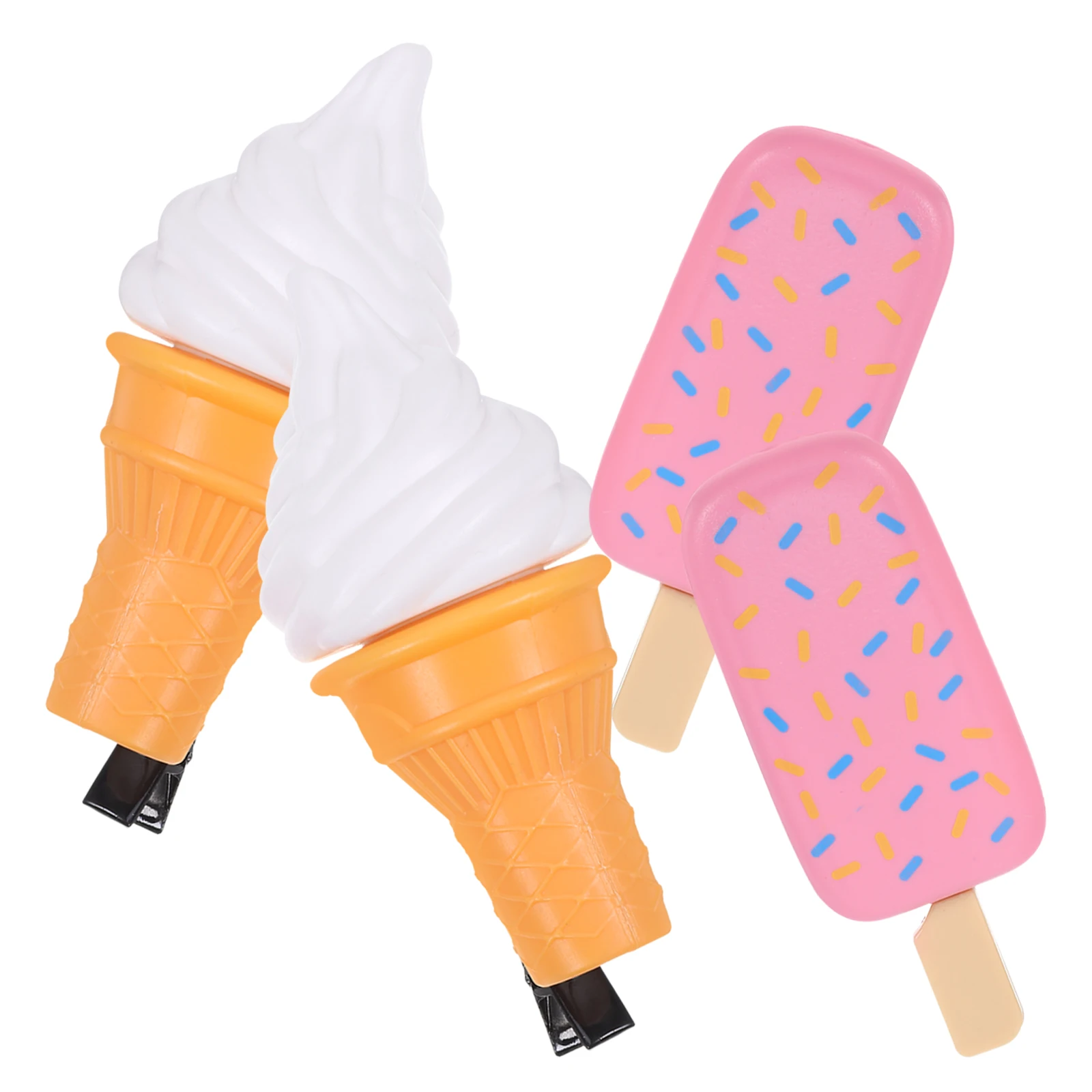 

4pcs Ice Hairpin Clip Girls Cartoon Girls Barrette Strawberry Cone Barrette Summer Party Hair Clips Accessories