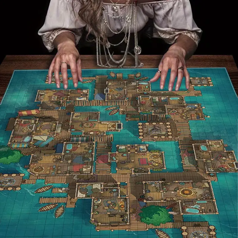 VIKAMA Valley Stream Grid Chess Map Tarot Tablecloth Altar Cloth for Divination Spiritual Room Decor Witchy Aesthetic