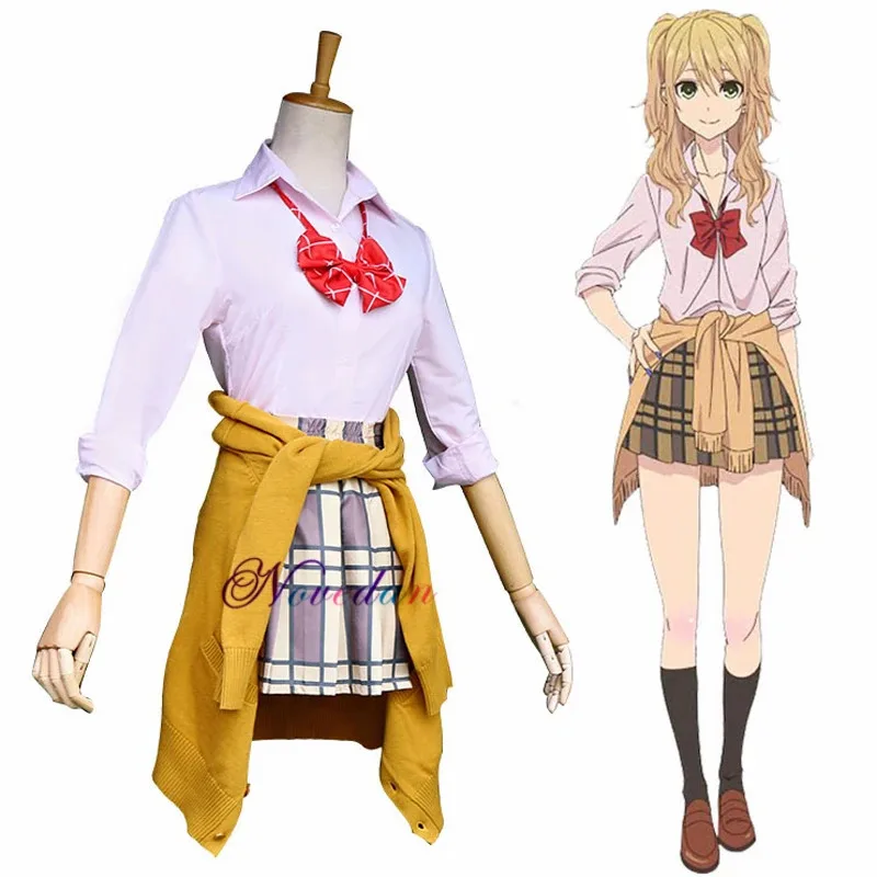 

dd12Anime Citrus Cosplay Costume Wig Yuzu / Aihara Mei Uniform Outfit Necktie Shirt Skirt Vest / Sweater Stockings