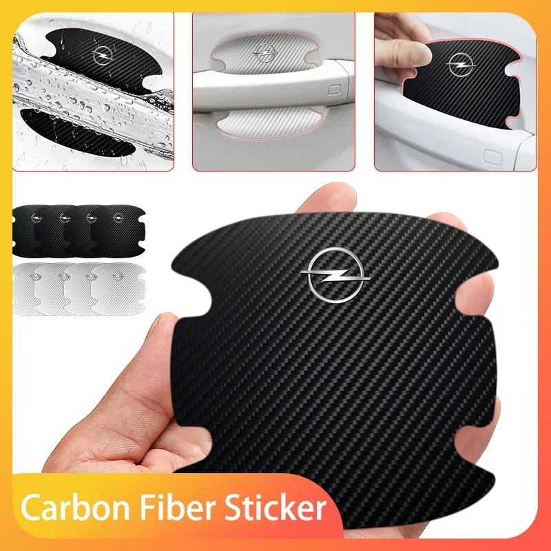 

4pcs Car Door Handle Sticker Carbon Fiber Scratches Resistan For Opel Astra j Insignia Astra g Corsa Zafira b Mokka Vivaro
